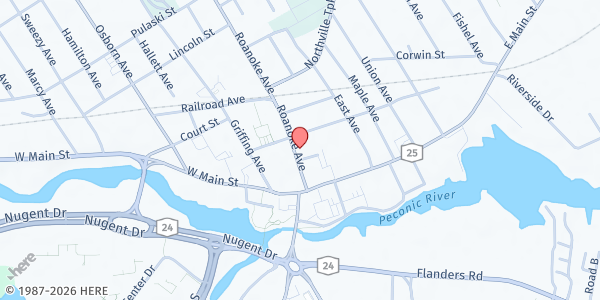 Map showing Family Service League Riverhead at 208 Roanoke Ave, Riverhead, NY