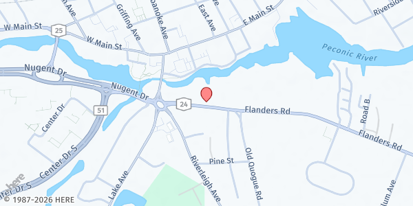 Map showing Goodwill A.M.E. Food Pantry at 110 Flanders Road, Riverhead, NY