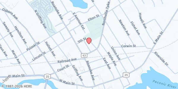 Map showing St John's Food Pantry at 546 St Johns Pl, Riverhead, NY