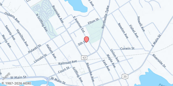 Map showing St. John the Evangelist R.C. Church at 546 St. John's Place, Riverhead, NY