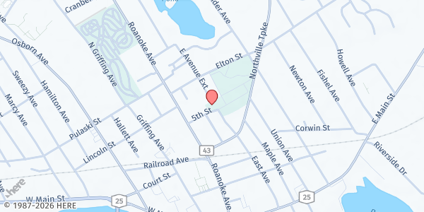 Map showing St. John the Evangelist RC Food Pantry at 546 St. John's Place, Riverhead, NY