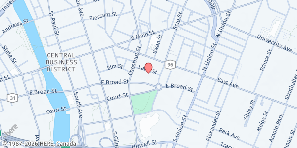 Map showing A Meal & More, Inc. at 25 Lawn Street, Rochester, NY