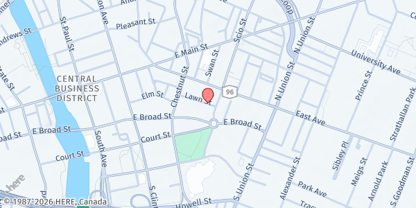 Map showing A Meal & More, Inc. at 25 Lawn Street, Rochester, NY