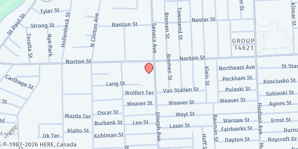 Map showing Bethany House Pantry at 1111 Joseph Ave, Rochester, NY