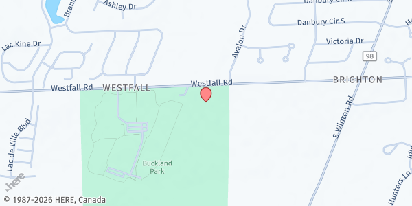 Map showing Brighton WINTER Farmers' Market at 1435 Westfall Rd, Rochester, NY