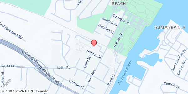 Map showing Charlotte Harbortown (Lake Ave.) at 4575 Lake Ave, Rochester, NY