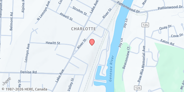 Map showing Charlotte Harbortown (River St.) at 60 River St, Rochester, NY