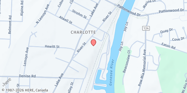 Map showing Charlotte Harbortown (River St.) at 60 River St, Rochester, NY
