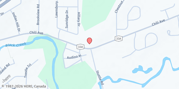 Map showing Chili Presbyterian Food Cupboard at 3600 Chili Ave, Rochester, NY