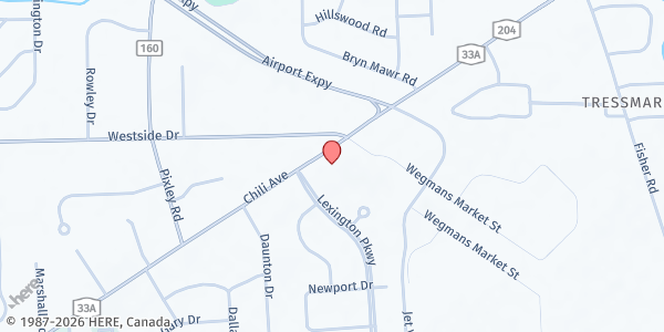 Map showing Community Christian Church at 2647 Chili Ave., Rochester, NY