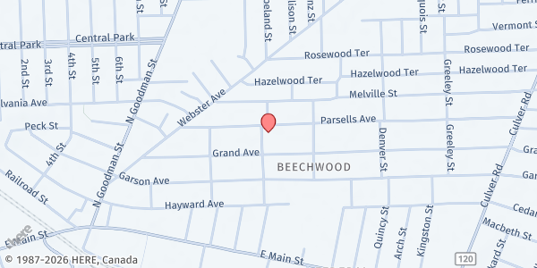Map showing Community Place Food Cupboard at 145 Parsells Avenue, Rochester, NY