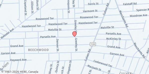 Map showing Curbside Market-Beechwood Neighborhood at 441 Parsells Ave, Rochester, NY