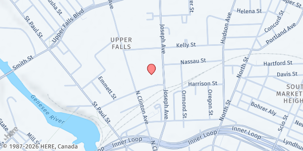 Map showing Curbside Market-FIGHT Village Apts at 186 Ward Street, Rochester, NY