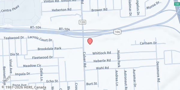 Map showing Curbside Market-Irondequoit Meadow Reserve at 100 Hulda Park, Rochester, NY