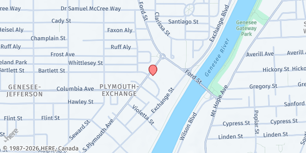 Map showing Curbside Market-Kennedy Towers at 666 S Plymouth Ave, Rochester, NY