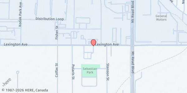 Map showing Curbside Market-Lexington Ct Apts at 6 Christopher St, Rochester, NY