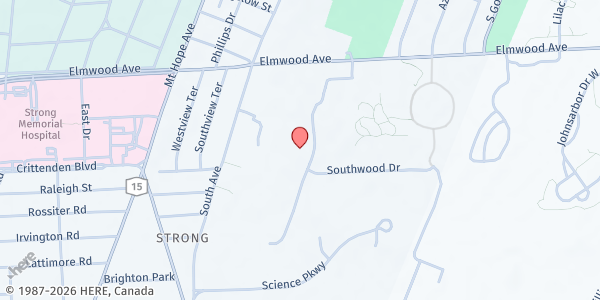 Map showing Curbside Market-Rochester Psychiatric Ctr at 1111 Elmwood Avenue, Rochester, NY