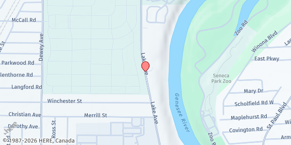 Map showing Curbside Market-St. Bernard Park Apts at 2260 Lake Ave., Rochester, NY