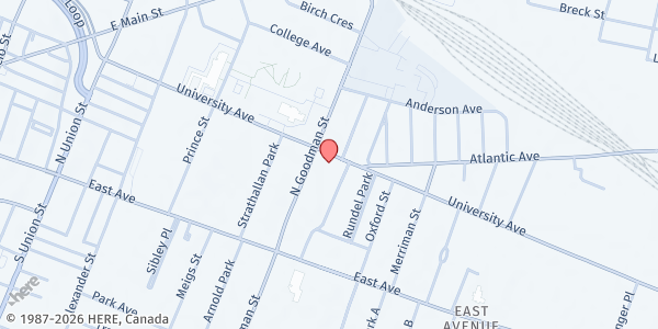 Map showing Curbside Market-University Tower at 625 University Avenue, Rochester, NY