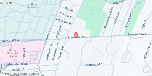Map showing Curbside Market-Venture PROS at 975 Elmwood Ave., Rochester, NY