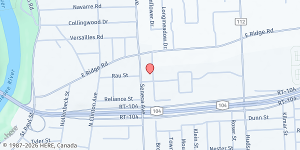 Map showing DePaul Ridgeview at 109 Marburger St., Rochester, NY