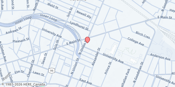 Map showing Dimitri House Emergency FP at 76 North Union Street, Rochester, NY