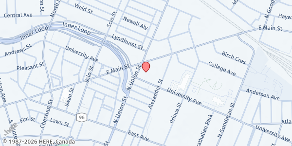 Map showing Dimitri House Inc at 102 Union St N, Rochester, NY