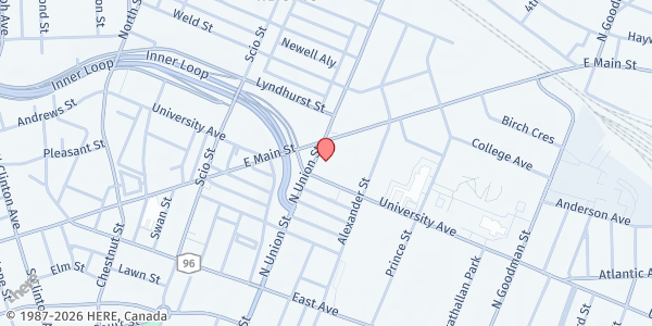 Map showing Dimitri House Soup Kitchen at 102 North Union Street, Rochester, NY