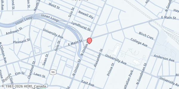 Map showing Dimitri House Soup Kitchen at 102 North Union Street, Rochester, NY