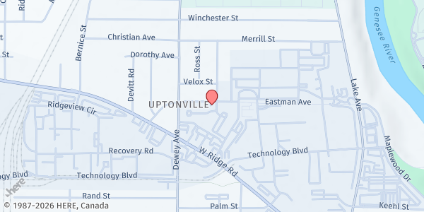 Map showing Eastman Reserve Apartments at 303 Eastman Ave, Rochester, NY