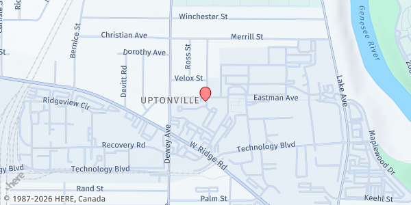 Map showing Eastman Reserve Apartments at 303 Eastman Ave, Rochester, NY