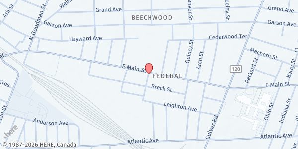 Map showing EMMA Neighborhood Corporation FP at 1443 E. Main Street, Rochester, NY