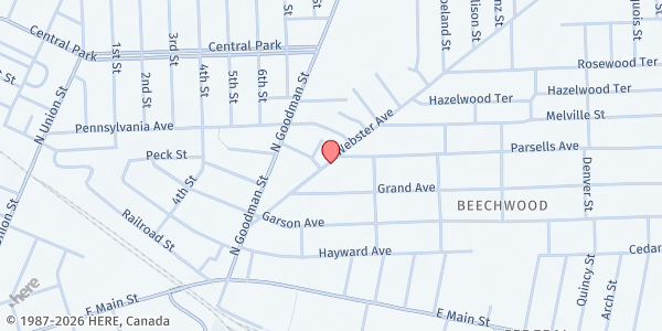 Map showing Family Promise of Greater Rochester at 142 Webster Avenue, Rochester, NY