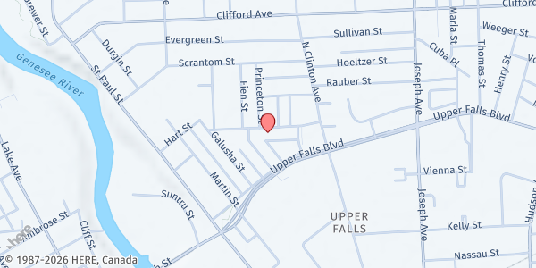 Map showing First Hispanic Seventhday Adventist Church FP at 47 Oakman Street, Rochester, NY