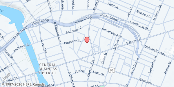 Map showing Food for the Soul/Chestnut Cafe at 111 North Chestnut Street, Rochester, NY