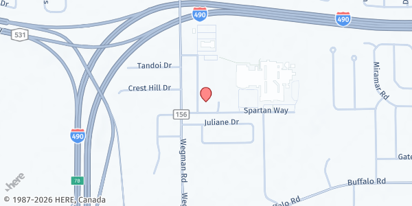 Map showing Gates Chili CSD Food Pantry at 3 Spartan Way, Rochester, NY