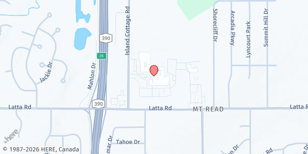 Map showing Greece Arcadia Titan FP at 120 Island Cottage Road, Rochester, NY