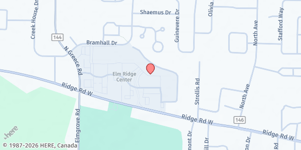 Map showing Greece WIC - Rochester at 270 Elm Ridge Center Dr, Rochester, NY