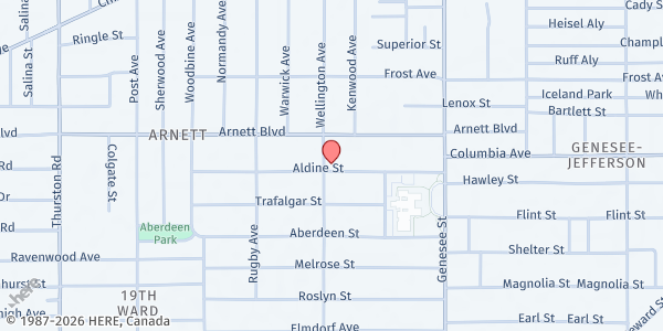 Map showing Grow; Family Restoration Project, Inc. at 330 Wellington Avenue, Rochester, NY