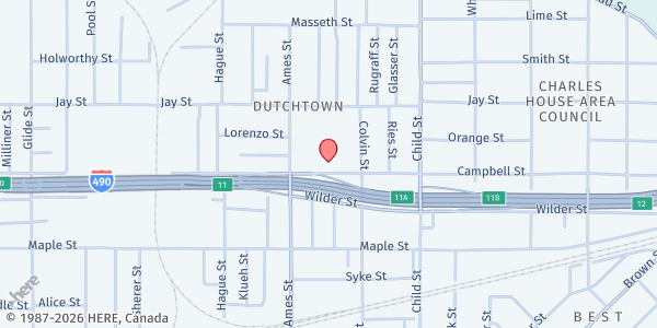 Map showing Hope R-Center at 524 Campbell St., Rochester, NY