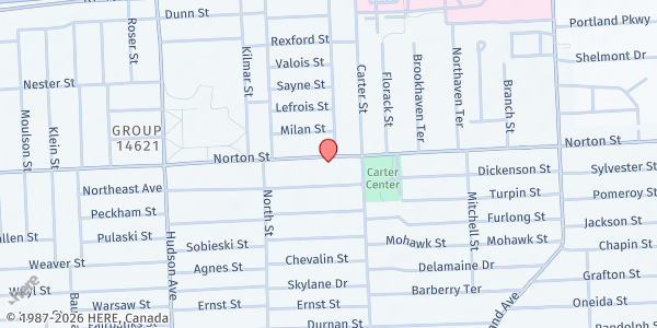 Map showing House of Grace - PAN at 1101 Norton Street, Rochester, NY