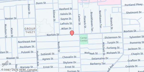 Map showing House of Grace - SKT at 1101 Norton Street, Rochester, NY