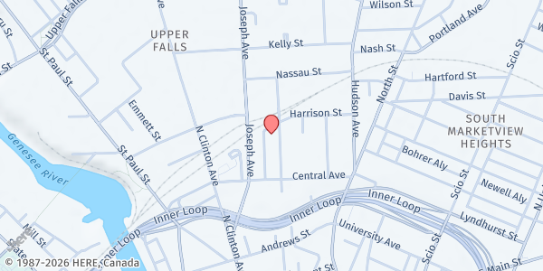 Map showing House of Mercy Pantry at 285 Ormond Street, Rochester, NY