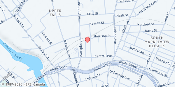 Map showing House of Mercy Soup Kitchen at 285 Ormond Street, Rochester, NY