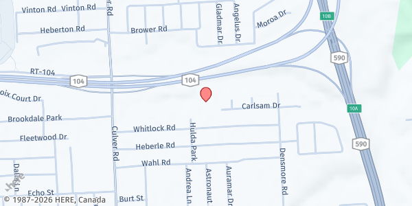 Map showing Irondequoit Meadow Reserve at 100 Hulda Park, Rochester, NY