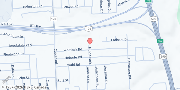 Map showing Irondequoit Meadow Reserve at 100 Hulda Park, Rochester, NY