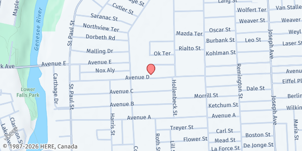 Map showing Joint Heirs Community Outreach at 226 Avenue D, Rochester, NY