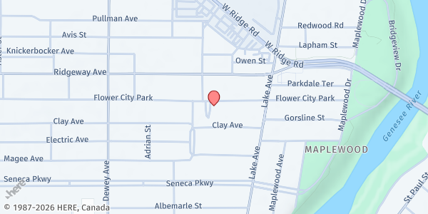 Map showing Joseph's Place Food Pantry at 287 Flower City Park, Rochester, NY