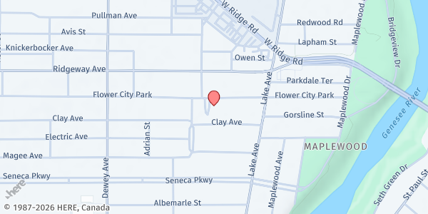 Map showing Joseph's Place Food Pantry at 287 Flower City Park, Rochester, NY