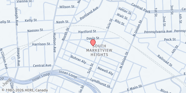 Map showing Lewis Street YMCA at 53 Lewis St., Rochester, NY